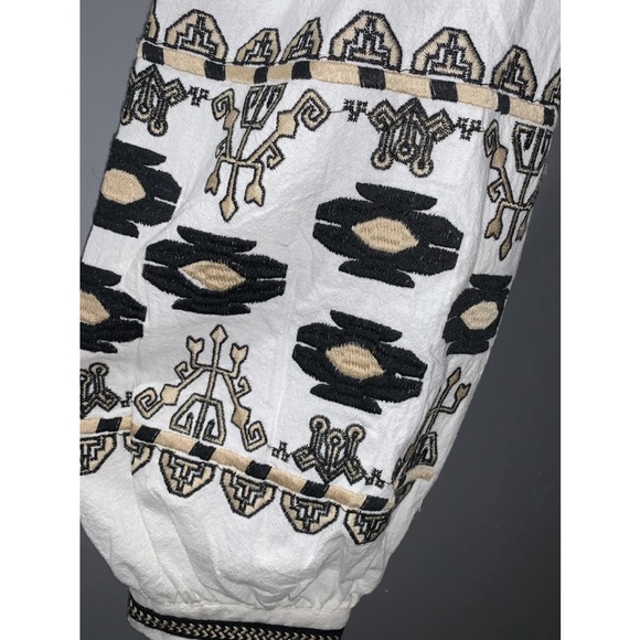 RD & Koko White Anthropologie Tribal Embroidered Top Jacket Cropped Oversized L - Picture 6 of 12
